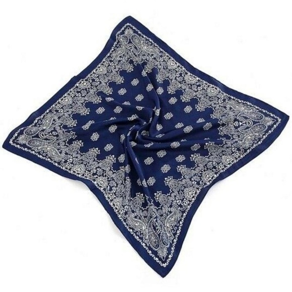 Chiffon Hair Scarf ~ Navy Paisley - Picture 3 of 7